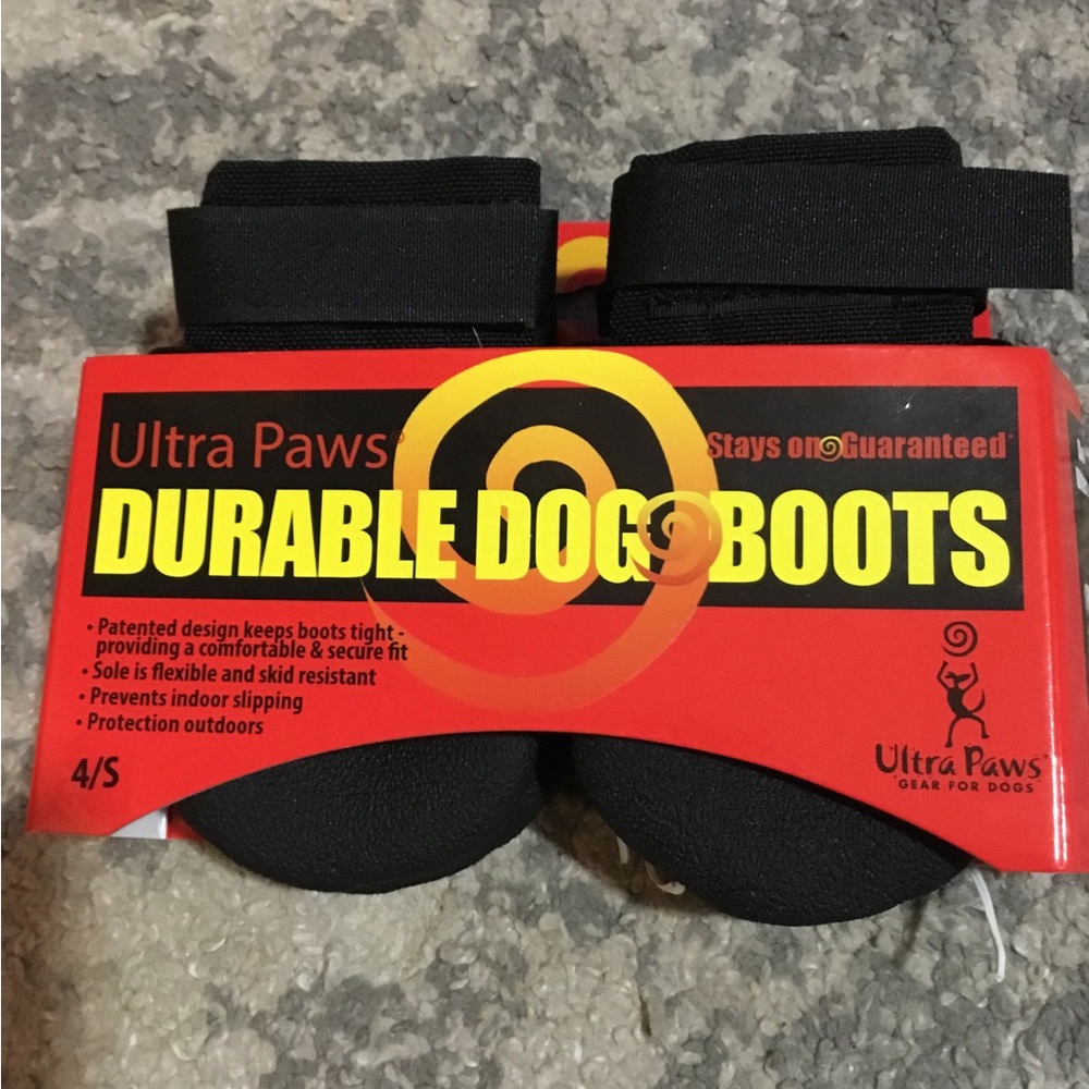 Ultra Paws Durable Dog Boots, Black, size 4 small